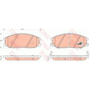 Trw Jeu de 4 plaquettes de frein à disque HYUNDAI H-1, SSANGYONG REXTON, SSANGYONG KYRON, SSANGYONG ACTYON, HYUNDAI SANTA Fé (161GDB3297)