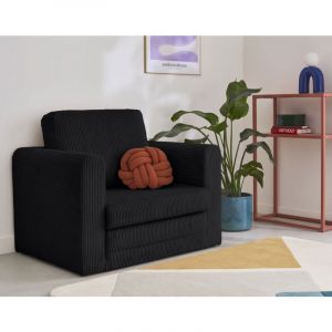 Marilia - fauteuil - convertible déplimousse - en velours côtelé - Noir