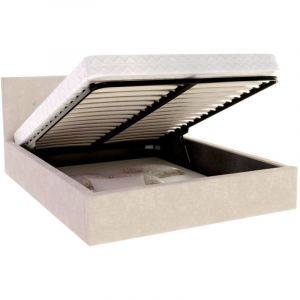 Lit Coffre Tulsa 140x190 cm - Sommier inclus Crème