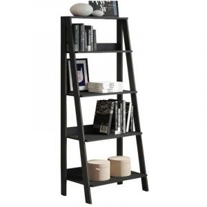 Beaux Meubles Pas Chers - Etag&egrave;re Escalier 4 Niches Noire Largeur 61 Hauteur 140.3 Profondeur 40 cm