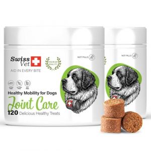 SwissVet Soin des articulations pour Chiens &ndash; Naturel en friandise Chien &ndash; Soutien des articulations, os et mobilit&eacute; avec glucosamine, MSM, collag&egrave;ne, chondro&iuml;tine et vitamines C & E - 240 Pi&egrave;ces