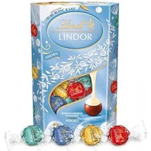 Lindt Cornet LINDOR Assorti Cœurs Blanc et Lait - Assortiment de Chocolats au Lait, Blancs, Cœur Blanc et Noix de Coco - Cœur Fondant - Idéal pour Noël, 337g