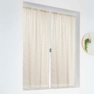 LINDER Paire de vitrages Marcel Lin Bleu et Blanc en 55x120cm