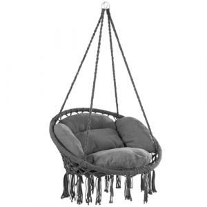 DETEX Fauteuil suspendu avec coussins anthracite hamac extérieur chaise suspendue balancelle relax jardin capacité 150 kg fauteuil