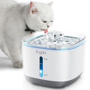 EUGAD Fontaine à Eau Chat sans Fil 5000mAh - Ultra Silencieux 3L - 4 Filtres Amovible Nettoyage Facile Bac en INOX