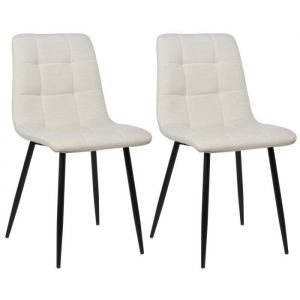 Image de CLP Lot de 2 chaises de salle à manger Tilde avec Piètement en métal noir, Crème-Tissu