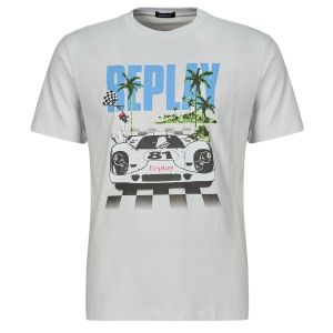 REPLAY T-shirt droit en coton à imprimé voiture signature et palmiers
