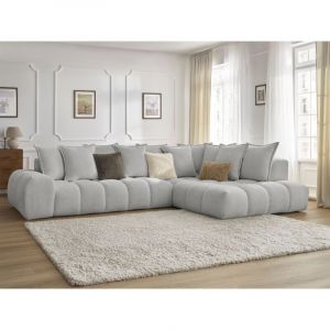 Image de Bobochic Canap&eacute; d'angle fixe Canap&eacute; d'angle fixe everest tissu chin&eacute; Angle droit Gris clair - Gris clair