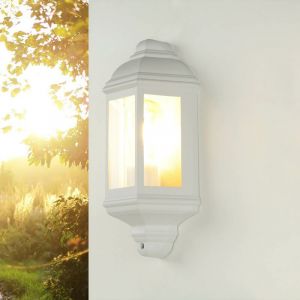 Licht-erlebnisse - Applique d'extérieur livorno blanche en forme de lanterne en style campagnard H:37cm E27 IP44 - blanc mat - Blanc