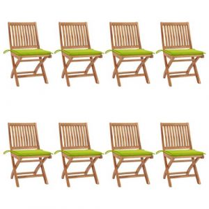 VidaXL Chaises pliables de jardin avec coussins 8 pcs Teck solide