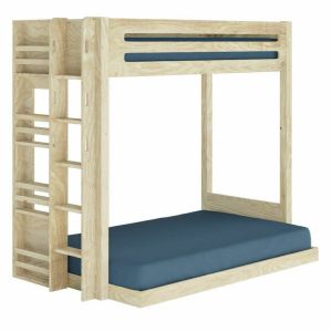 Akiten Retail - Pack lit superpose 3 places Montessori avec matelas Isa Bois naturel 120x190 cm - Bois naturel