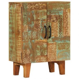 VidaXL Buffet sculpté à la main 55x30x75 cm bois massif récupération, armoire, placard, buffet haut, armoire latérale, armoire de rangement
