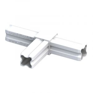 Cis Connecteur t blanc 23.5mm 90°C 3 embouts pour tube alu et pvc