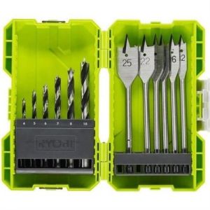 Ryobi Coffret antichocs empilable 12 accessoires de perçage bois RAK12SWD