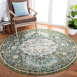 Safavieh Tapis Boho pour Salon, Salle à Manger, Chambre à Coucher - Madison Collection, Tapis à Poil Court, Vert et Turquoise, 244 x 244 cm
