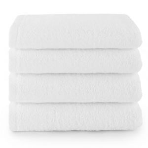 Top Towel - Plus - Serviettes de Bain - 4 Serviettes de Visage ou Bidet - 30 x 50 cm - 100% Coton - Blanc