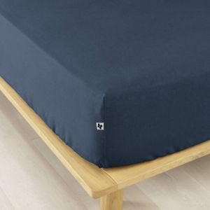 Terre de Nuit Drap housse flanelle marine 140x190 cm