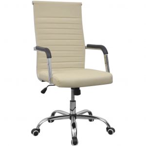 Image de VidaXL Chaise de bureau en cuir artificiel 55x63 cm crème