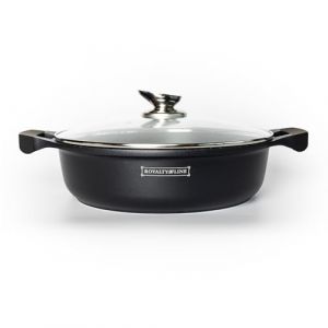 Royalty Line Sauteuse avec couvercle - Revêtement effet marbre - D 34 cm - Noir