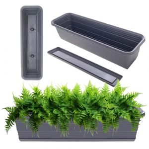 Kadax - Pot de Fleurs Balcon Pot de Fleurs 60cm + Support Anthracite