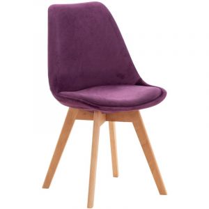 Décoshop26 Chaise de salle à manger x1 design scandinave en velours violet et pieds en bois clair 100002284