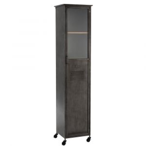 Image de Inside75 Armoire 1 porte 5 étagères UZIN en métal gris. - gris