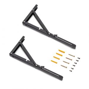 Image de Emuca Jeu de Supports de pliage, longueur 403mm, Acier, Peint en noir