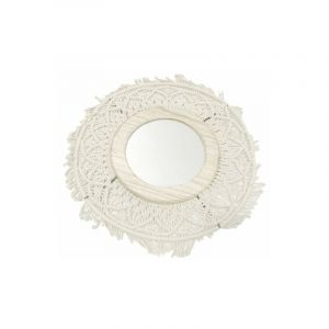 Silumen - Miroir rond macramé 50x50x7 cm - Beige