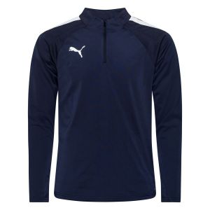 Puma Maillot d'Entraînement teamLIGA Fermeture Éclair 1/4 - Bleu Marine/Blanc, pointure Small - Bleu - Taille Small