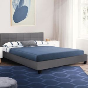 Idmarket Lit double charlotte avec sommier 140x190cm pvc gris anthracite - Gris