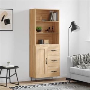 VidaXL Buffet Haut, Armoire de Rangement avec Pieds, Meuble de Rangement, Organisateur Salon Salle de Séjour, Industriel, Chêne Sonoma Bois d'Ingénierie