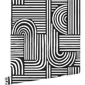 Origin Wallcoverings - papier peint graphique 3D noir et blanc - ESTAhome