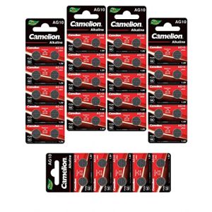 Camelion LOT en Paquet 50 Piles Bouton alcaline LR1130 AG10 Liseuses, Montres, calculatrices, cam&eacute;ras, pointeurs sans Mercure