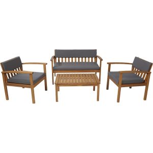 Salon De Jardin Bas En Bois Acacia 4 Pi&egrave;ces Java - Le Salon De Jardin