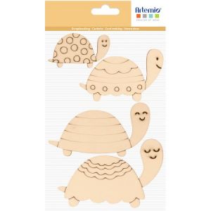 Artémio Formes en bois - Tortue - 6,7 à 12 cm - 4 pcs