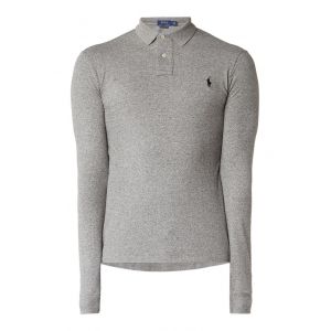 Ralph Lauren Polo slim coton piqué manches longues Gris Polo - Couleur Gris - Taille XXL