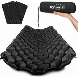 POWERLIX Tapis de Couchage Gonflable Ultra léger, idéal pour Le Camping, Le Sac à Dos, la randonnée -Noir