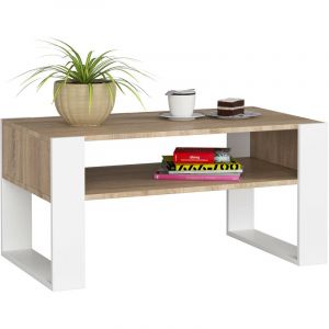 Table à café AKORD table basse DOMI Chêne Sonoma 92 cm couleur Blanc 92x53x45 cm