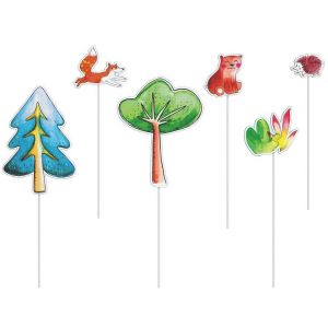 Ruedelafete Lot de 6 piques à gâteau anniversaire Animaux de la forêt