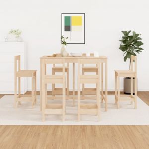 VidaXL Ensemble de bar 7 pcs Bois de pin massif Marron