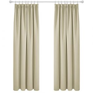 Deconovo Lot de 2 Rideaux Fen&ecirc;tre Cuisine Designe Moderne Galon Fronceur T rmique Anti Froid Rideau de Porte Salon Balcon D&eacute;coratif Occultant Beige Fonc&eacute; 229x229cm
