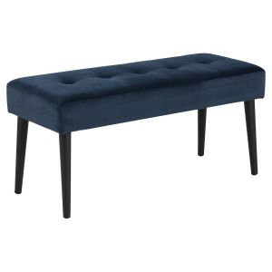 Banc 2 placesa en métal et tissus effet velours bleu