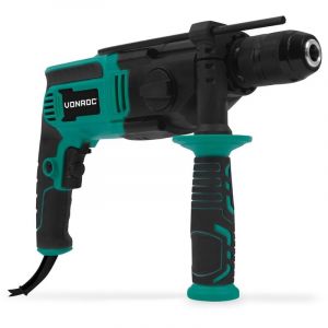 VONROC PRO Perceuse à percussion 1100W - Ø13mm - 2 vitesses - mandrin métallique à serrage rapide - câble caoutchouc 3m - Butée de profondeur et poignée additionnelle incluses