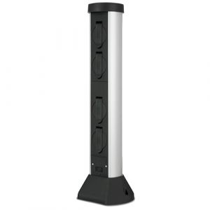 Rev SilverCraft - Colonne de prise de jardin à 4 prises - Hauteur : 57 cm - Prise d'extérieur IP44 - Protection contre les projections d'eau - Noir