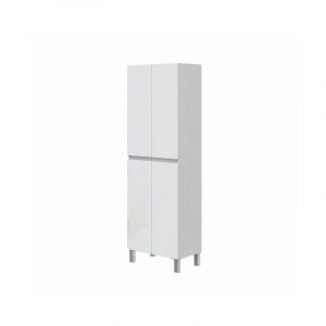Colonne de salle de bain au sol 60x35x182 cm blanc brillant avec quatre portes - Dafne