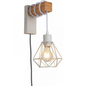 Image de Barcelona led Lampe murale cage avec interrupteur et prise 'RODEN' - Couleur :Blanc