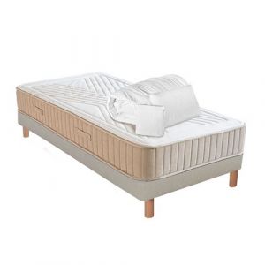 NUIT DE COTON Pack Pr&ecirc;t &agrave; dormir SYMPHONIE 2 0 Bio 90x190 cm Matelas M&eacute;moire de forme + Sommier + Accessoires Ferme