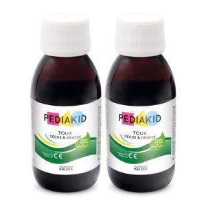 Pediakid Complément Alimentaire Naturel Toux Sèche & Grasse - Formule Exclusive au Sirop d'Agave - Calme la Toux - Soulage les Irritations de la Gorge - Lot de 2 Flacons 125 ml