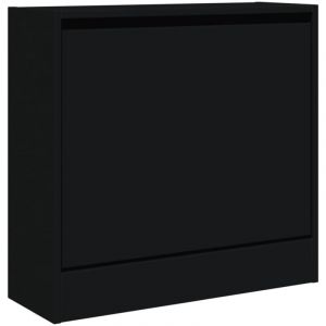 Helloshop26 - Armoire &agrave; chaussures range chaussures rangement meuble entr&eacute;e couloir salon 60 x 21 x 57 cm bois d'ing&eacute;nierie noir