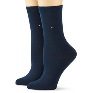 Tommy Hilfiger Lot de 4 paires de chaussettes décontractées pour femme - Taille : 39-42 - Couleur : bleu nuit